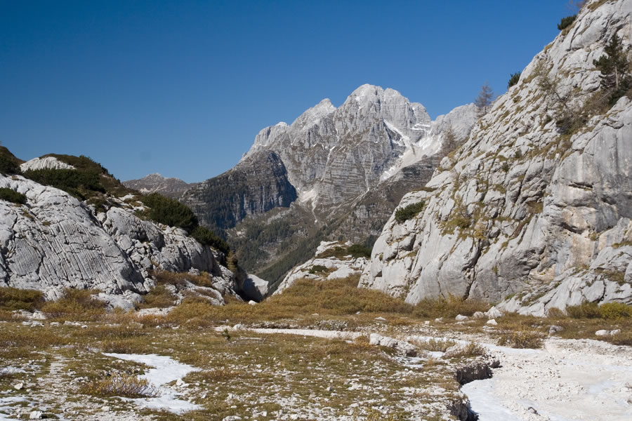 Planota pod vrhom, zadaj Špik nad Špranjo