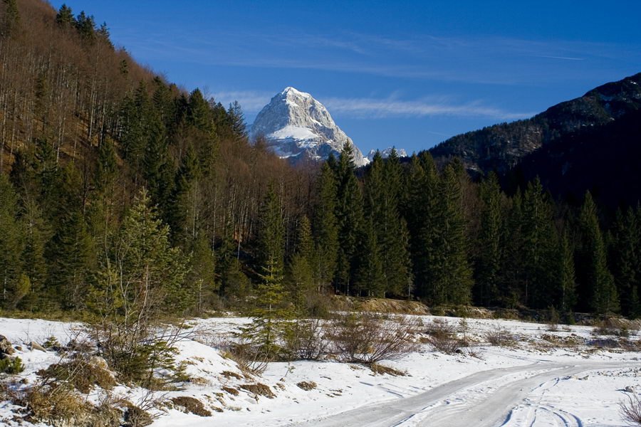 Mangart z Rabeljskega jezera